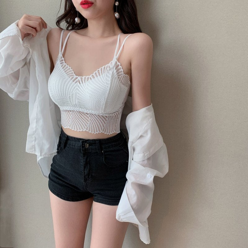 ALCEA ROSEA Sexy Satin Crop Tops for Women Sleeveless Deep V Neck Cami Tank Top Chic Slim Fitted Cropped Camisole