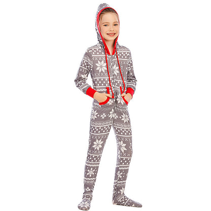 ANCORAlove One-piece Printing Autumn and Winter Printing New Loungewear Pajamas Holiday Parent-child Clothing Overall Sleepwear