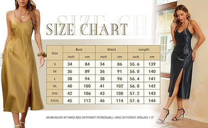 ANCORAlove Womens Satin Dress Backless Spaghetti Strap Cocktail Dress Wedding Guest Evening Party Midi Dresses with Slit AR117