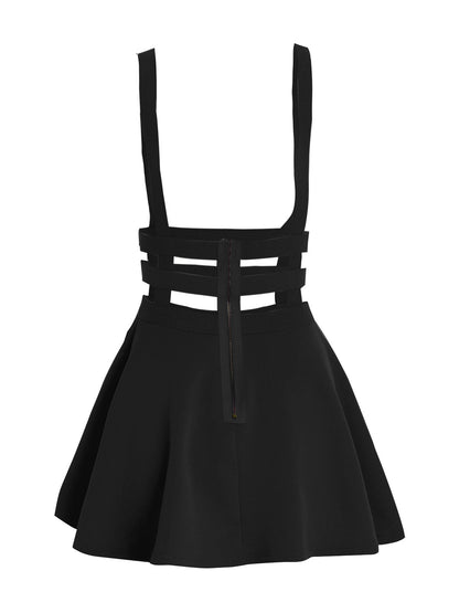 ALCEA ROSEA Women Sexy Suspender Skirt Pleated A-Line Mini Skirt Elastic High Waist Braces Short Skirt