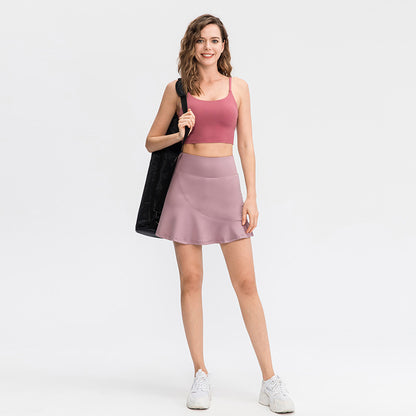 Mist Azur Tennis Athletic Skirt for Women with Pockets Shorts Flowy Athletic Pleated High Waisted Skirt