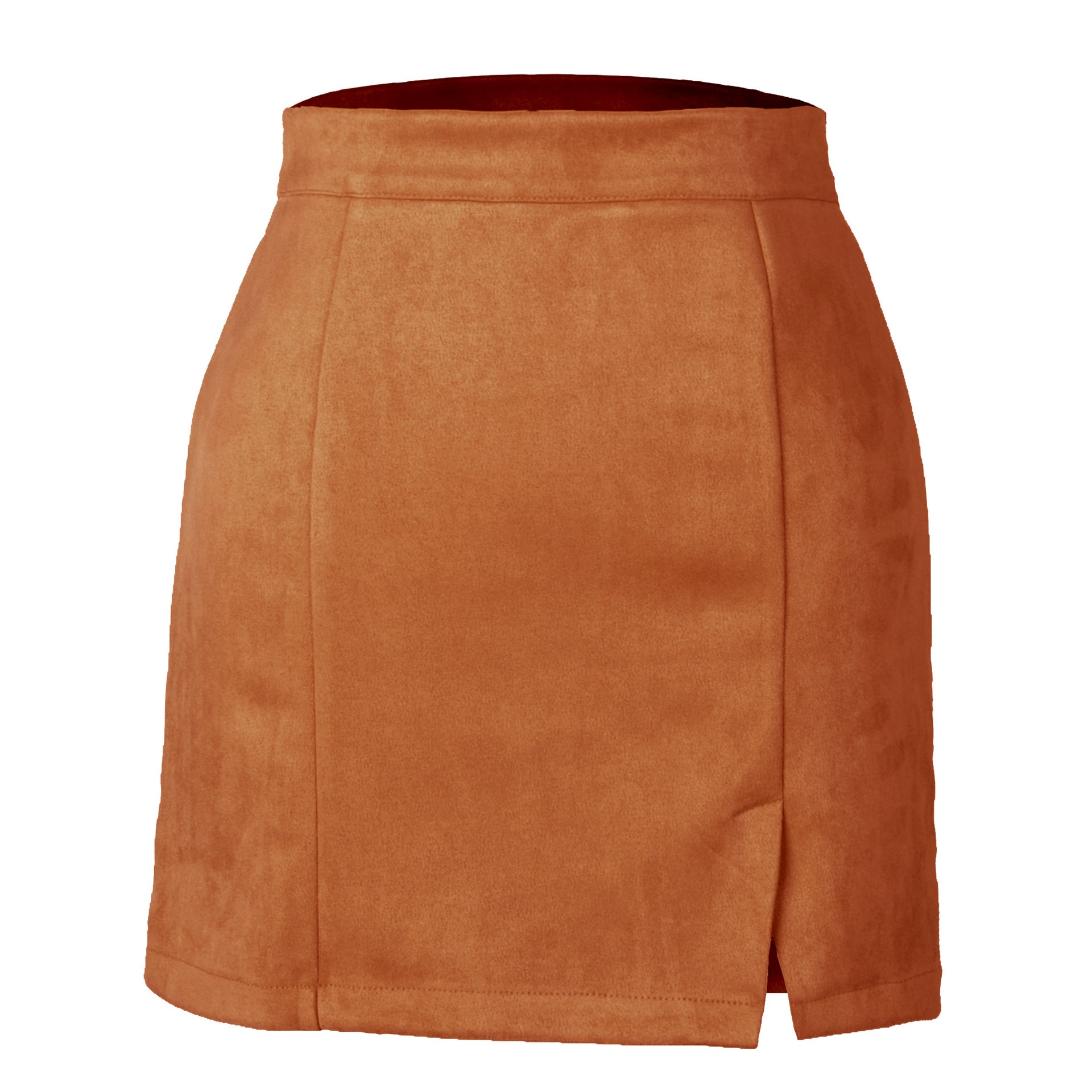 ALCEA ROSEA Women Faux Suede Mini Skirt High Waist Side Split Zipper Bodycon Short Skirt