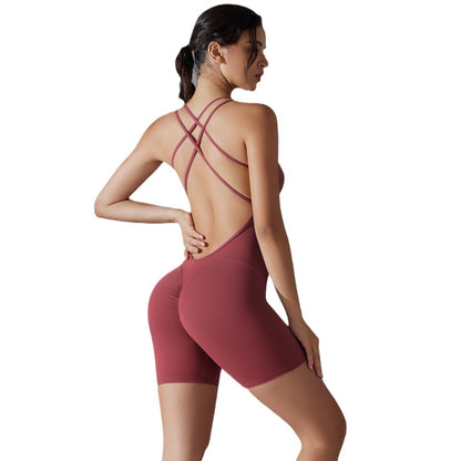 ANCORAlove Hip Lifting High Stretch Skinny Fitness Yoga Wear Cross Strap Rompers and One-piece Garments