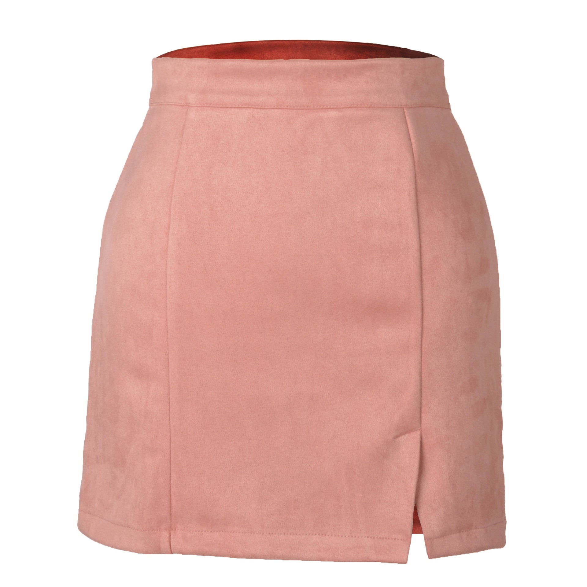 ALCEA ROSEA Women Faux Suede Mini Skirt High Waist Side Split Zipper Bodycon Short Skirt