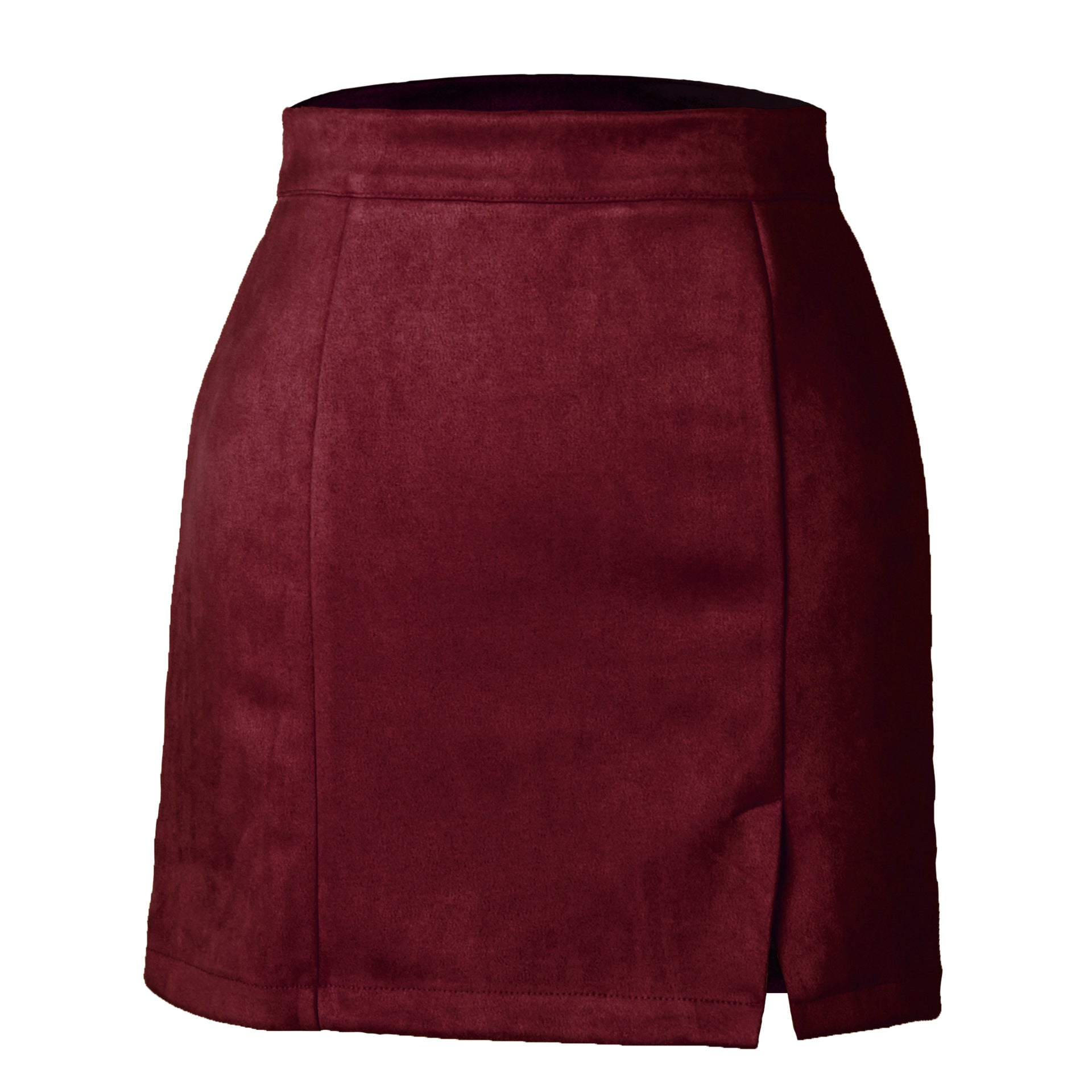 ALCEA ROSEA Women Faux Suede Mini Skirt High Waist Side Split Zipper Bodycon Short Skirt