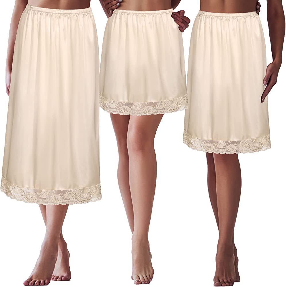 ALCEA ROSEA Half Slips for Women Under Dresses Skirt Extenders Skirt Womens Half Slip Satin Anti Static Lace Underskirt