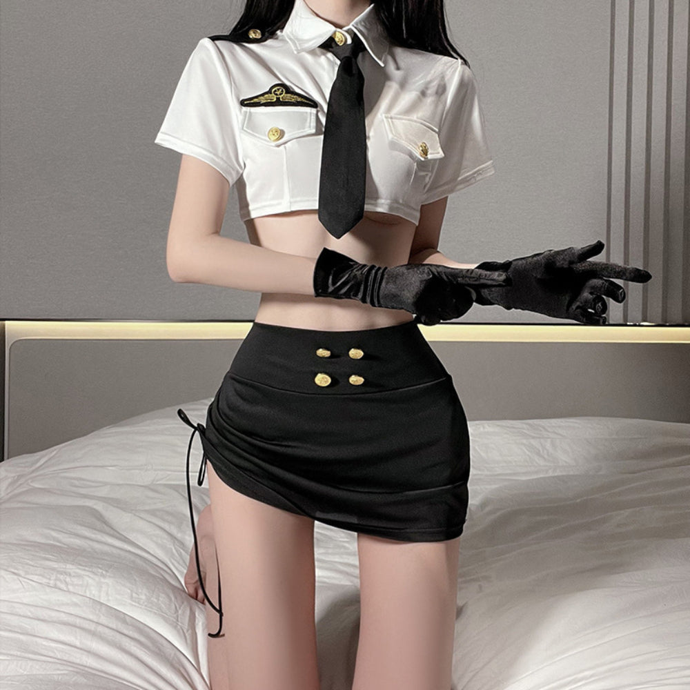 Women Police Costume Officer Lingerie Uniform Set Women Sexy Role Play Adult Party Outfit