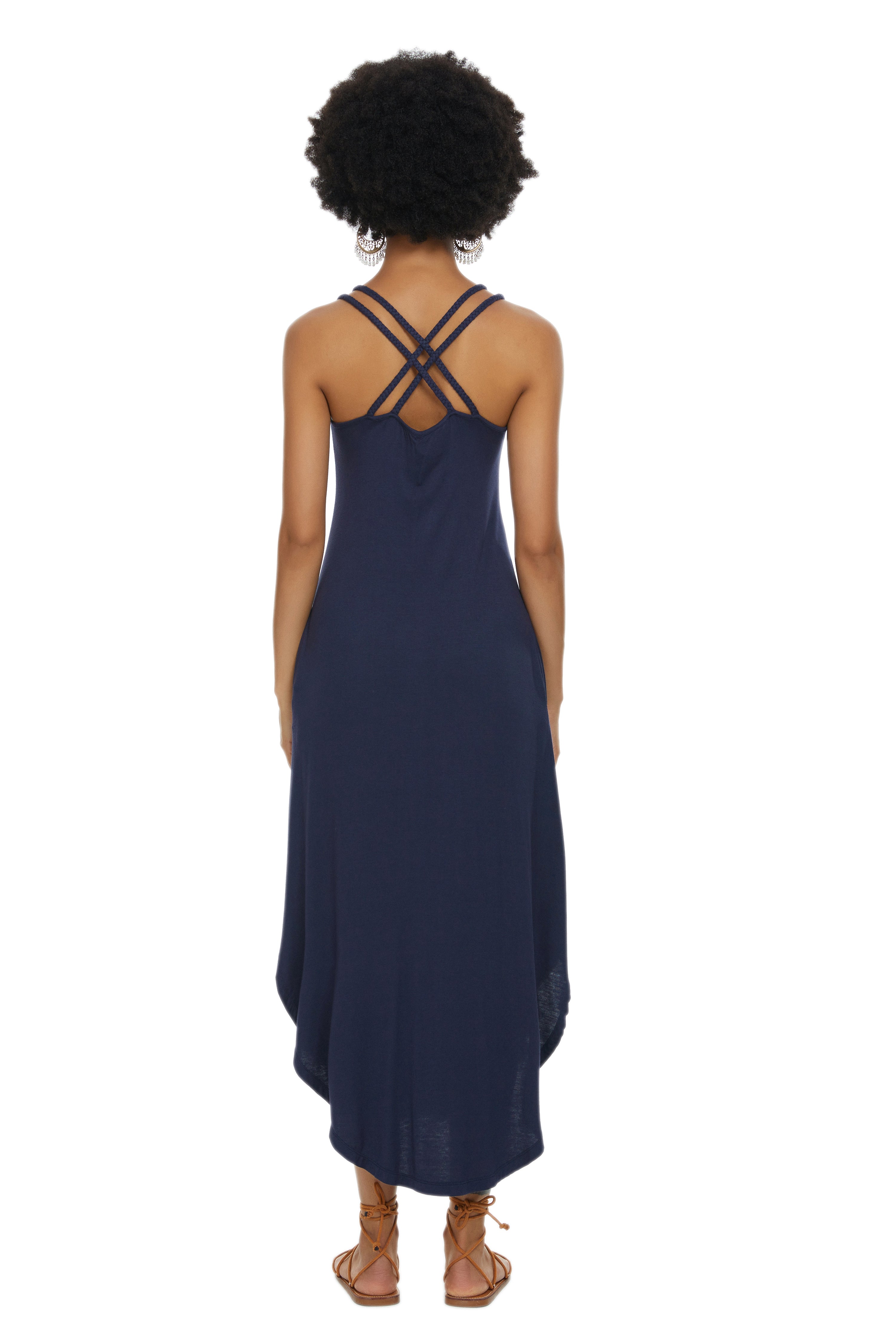 Womens Casual Sleeveless Long Sleep Dress Navy